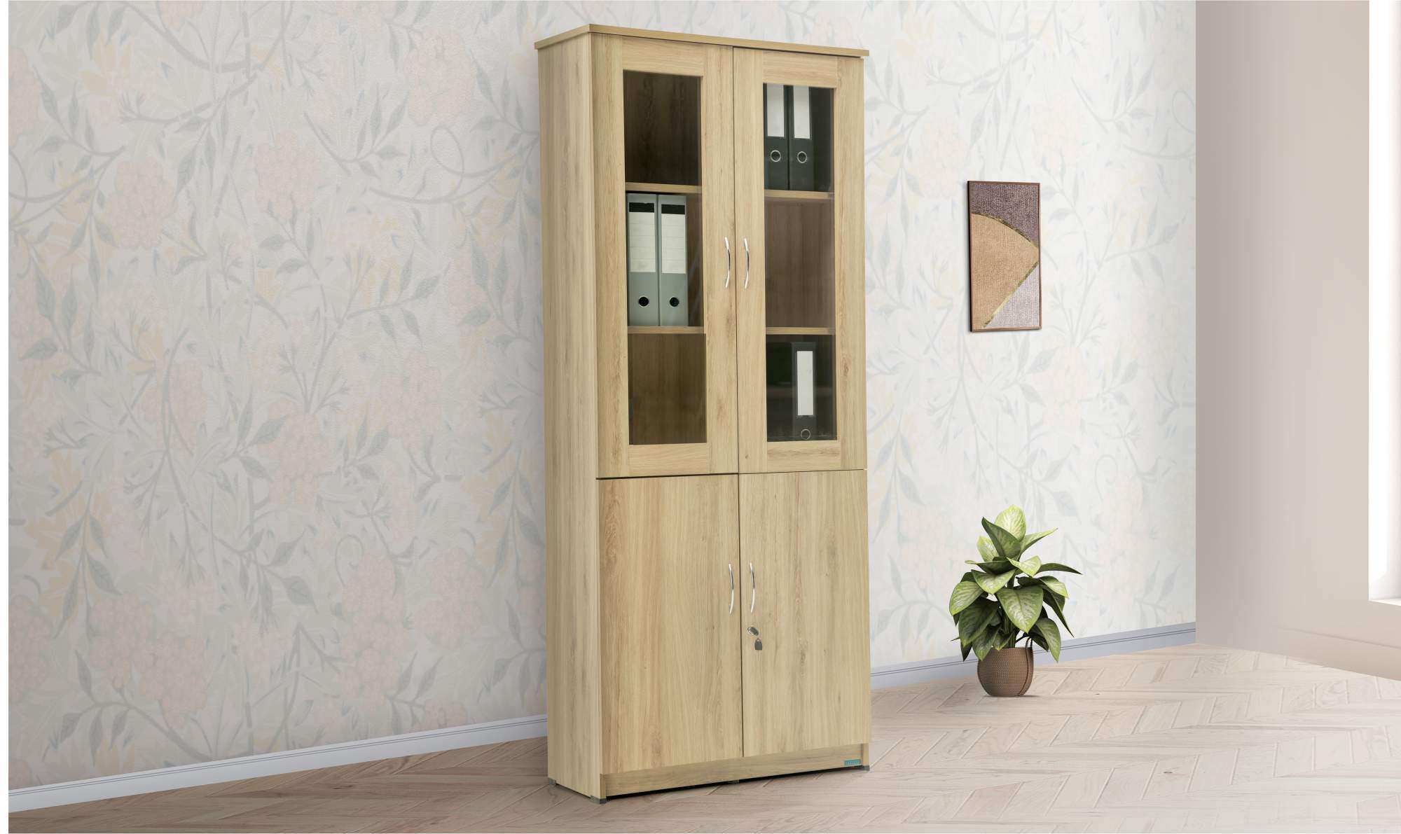 Buy Damro Ascent Cupboard With 2 Half Glass Doors (KOC039-M62/M50