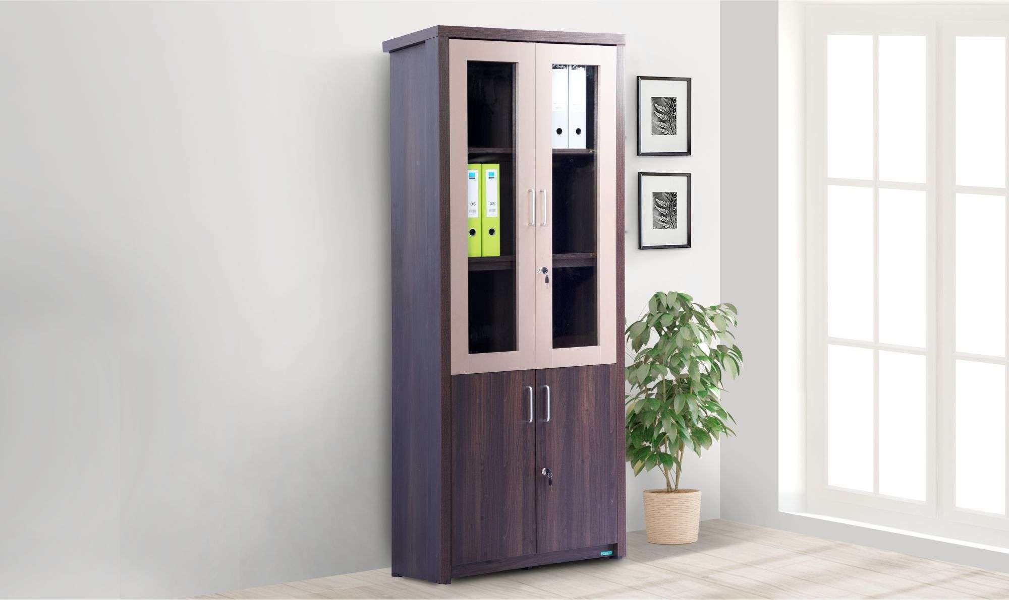 Buy Damro Ascent Cupboard With 2 Half Glass Doors (KOC039-M42/M51