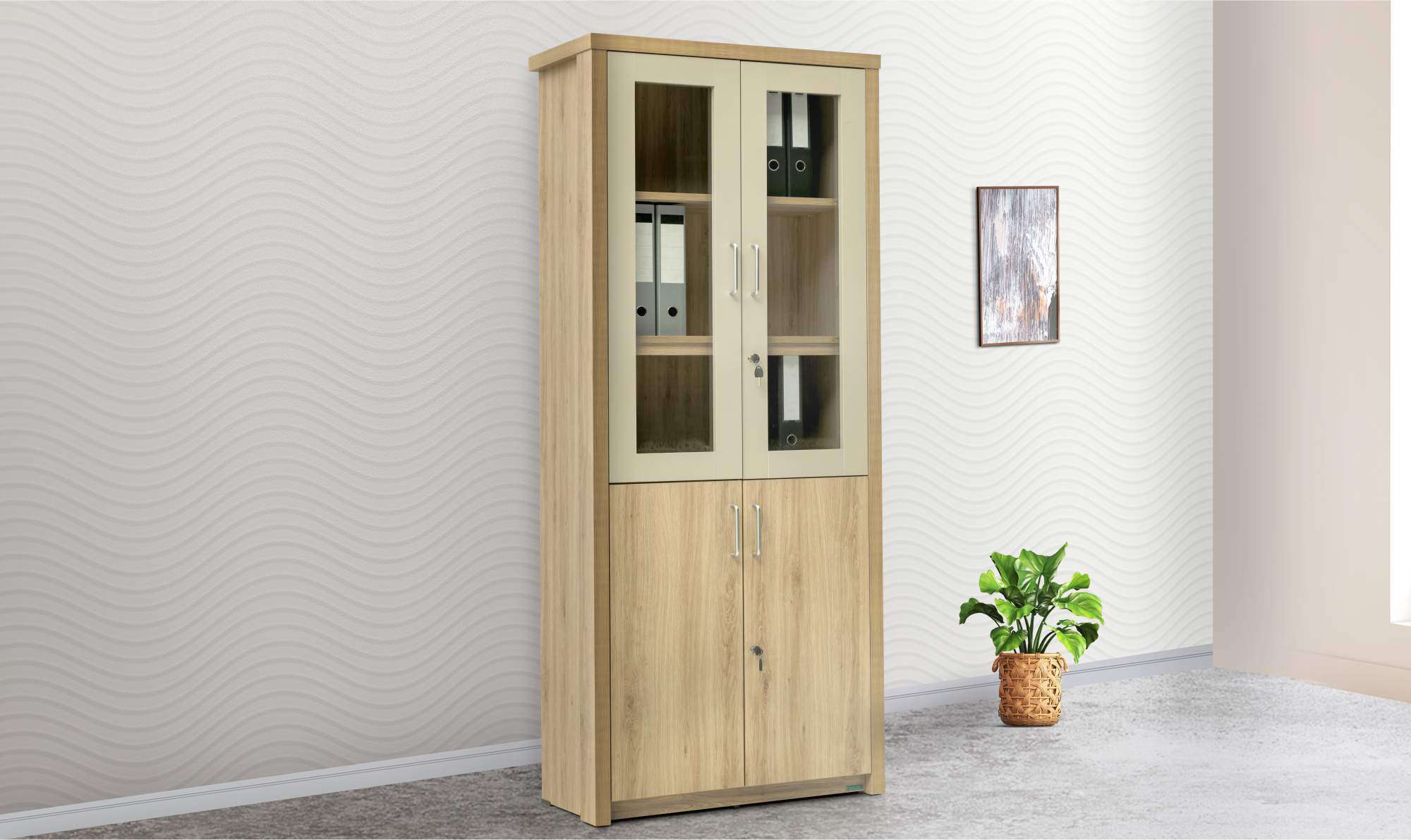 Buy Damro Ascent Cupboard With 2 Half Glass Doors (KOC039-M62/M50