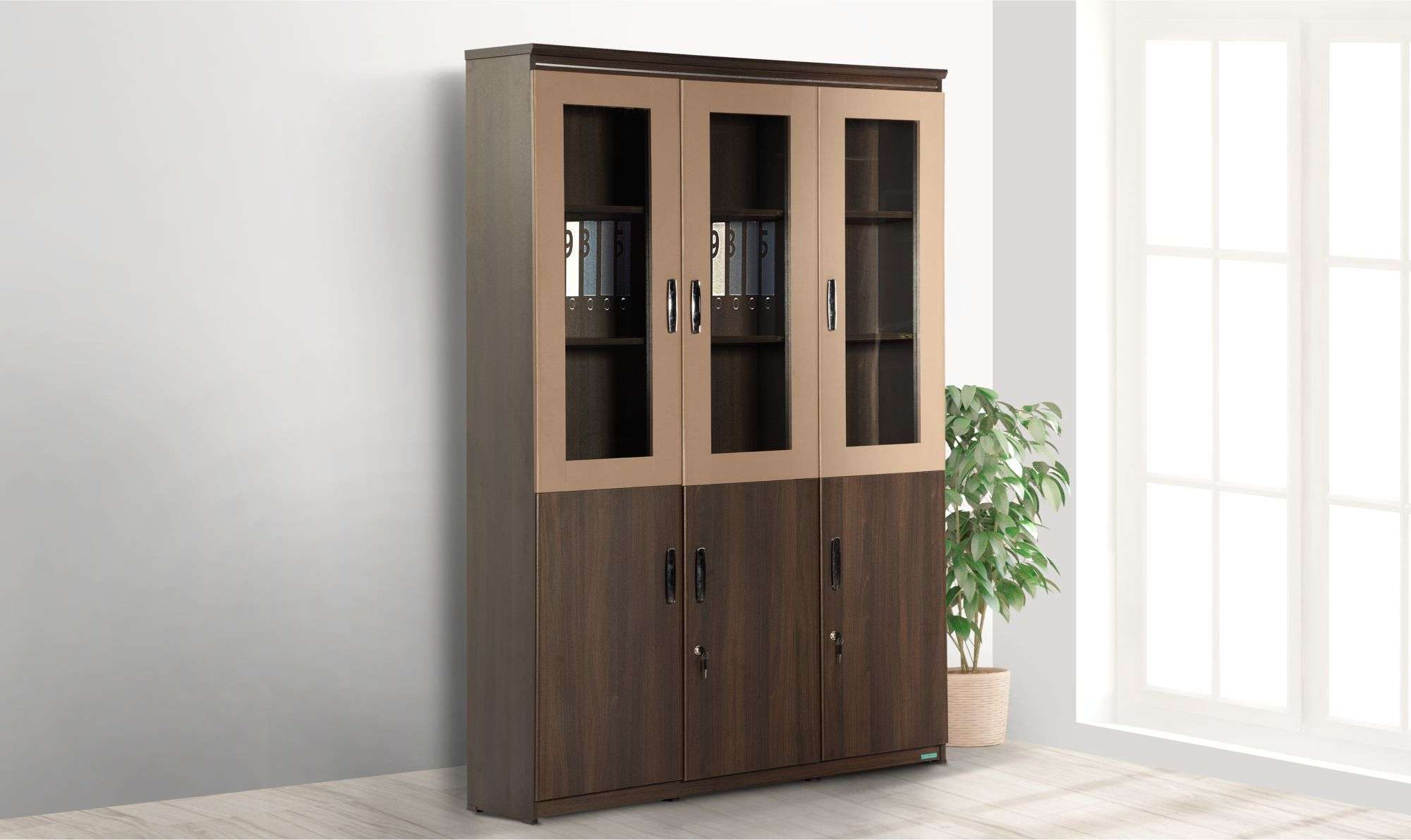 Buy Damro Ascent Cupboard With 3 Half Glass Doors (KOC049-M42/M51