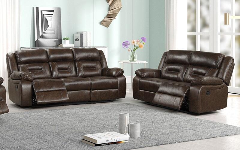 Dark Brown Colour American Leather Living Room Recliner Sofa Set