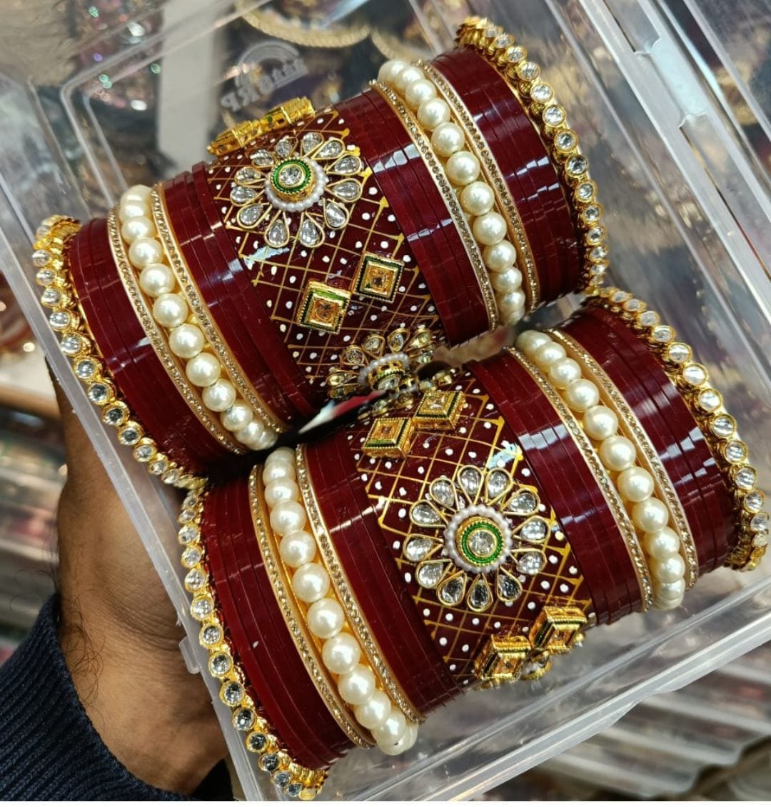 Latest Chura Bridal Chura In Maroon Colour Suhag Chura Maroon