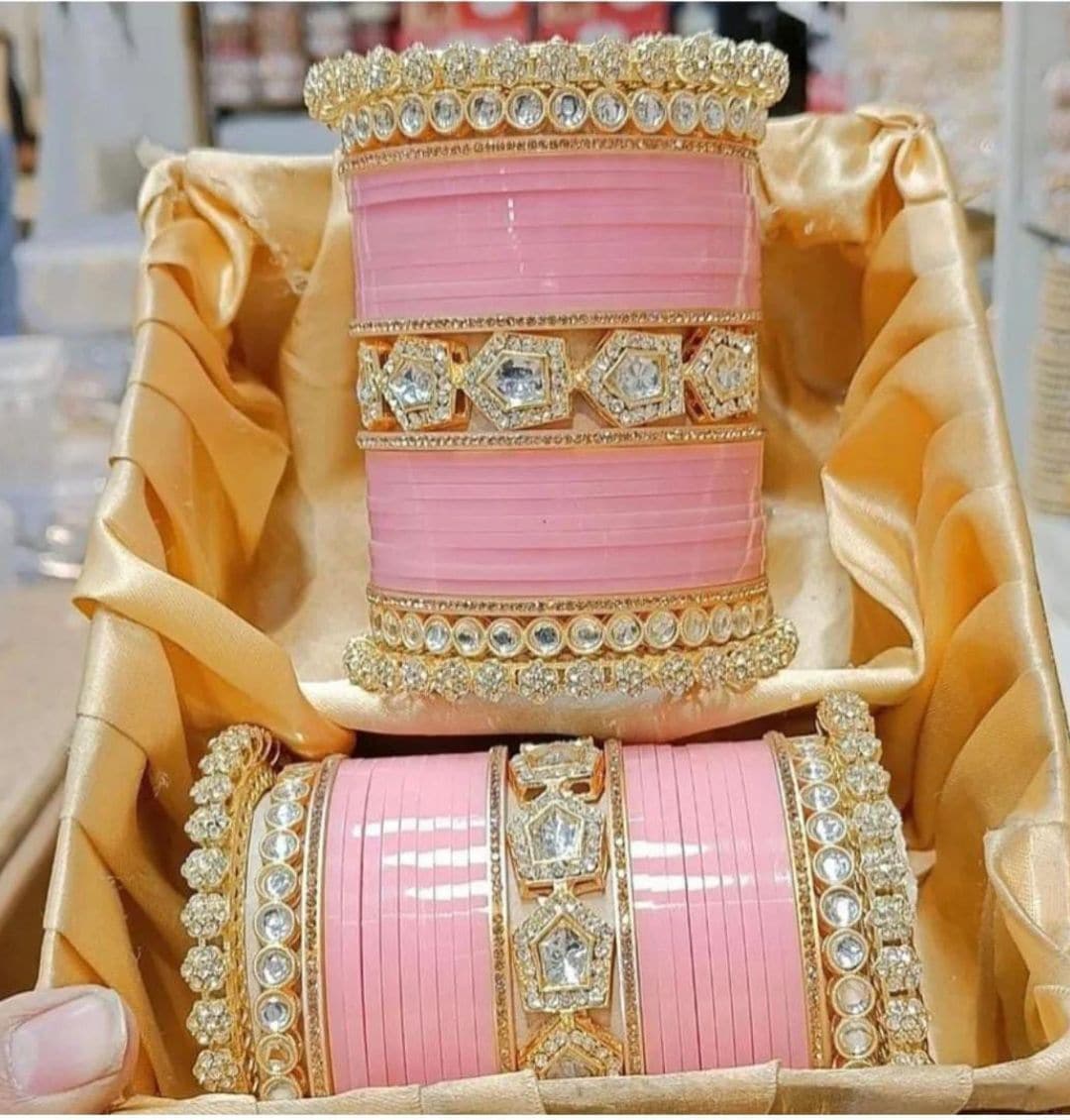 Bridal Lehenga Light Pink Chura Pink Chooda Bangles Baby Pink