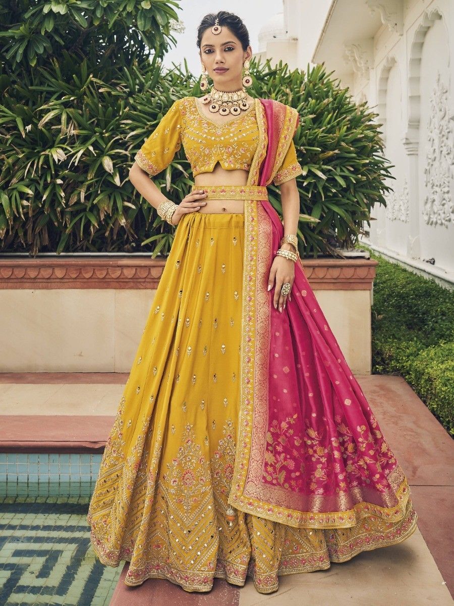 Designer Embroidered Silk Lehenga Choli For Wedding Wear in