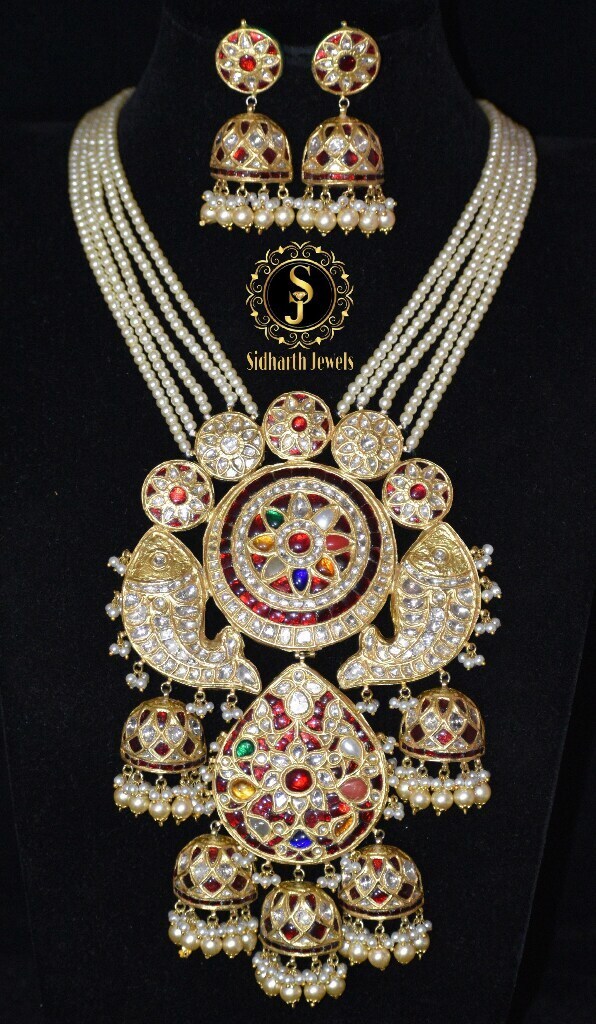 Designer Long Navratan Haar Set in 