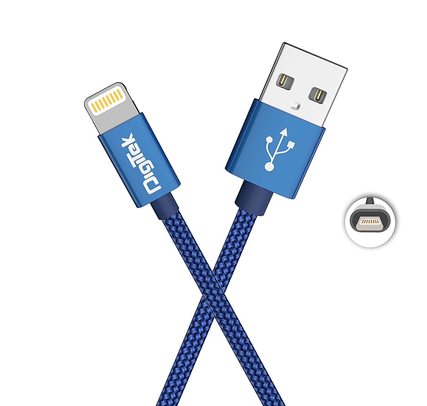 DigiTek DC 1M-LTC NBBLU Nylon Braided Rapid Charge Data Sync USB