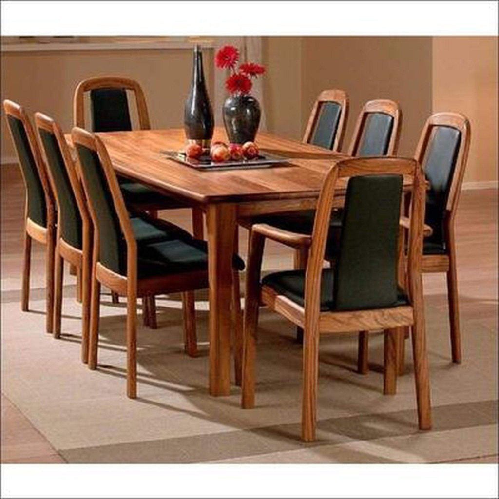 Modern Beech Wood Solid Rectangle Dining Table, Black, Seats in