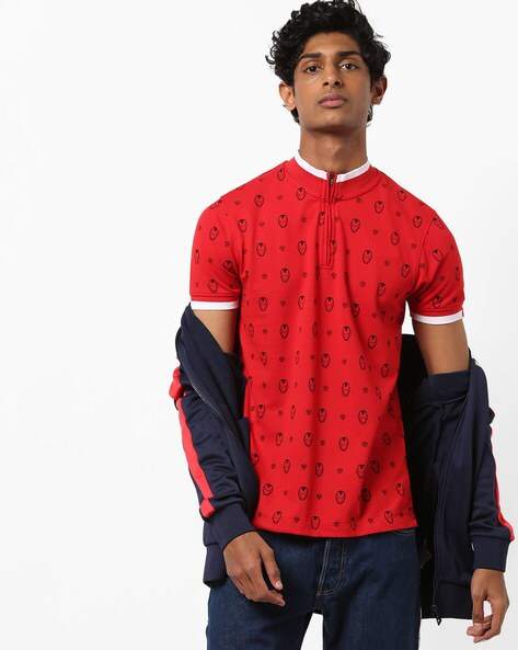 Disney Iron Man Print High-Neck T-Shirt (Red) in Tirupur at ₹ 600