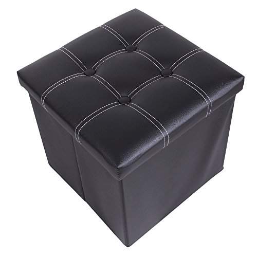 Buy Diwali Gift For Kids Foldable Ottoman Storage Box Cum Stool Black With Thread Pattern Otto 000991 Plblk Features Price Reviews Online In India Justdial