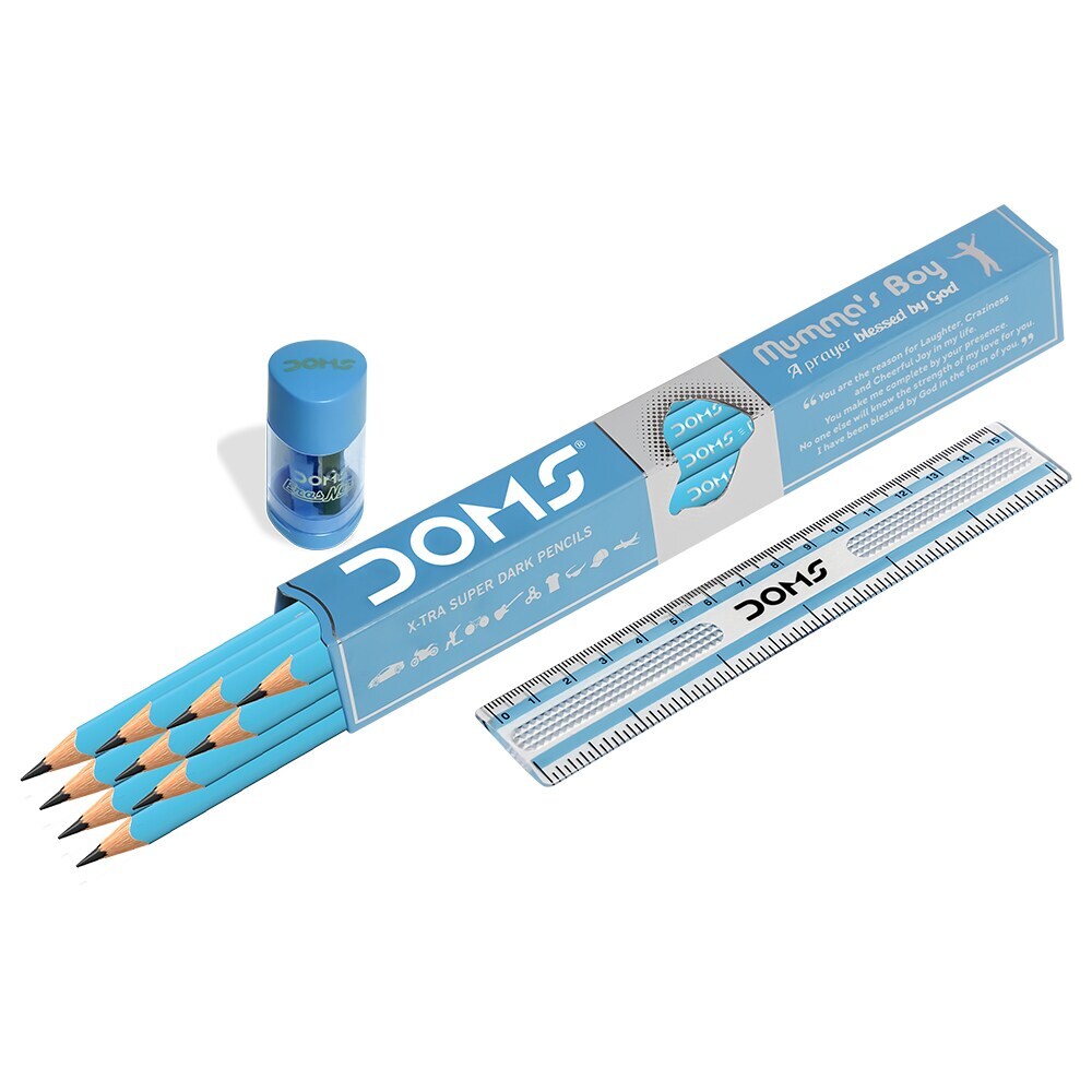 DOMS Mumma's Boy Pencil 10 Pcs Pack With Shapner And Ruller in