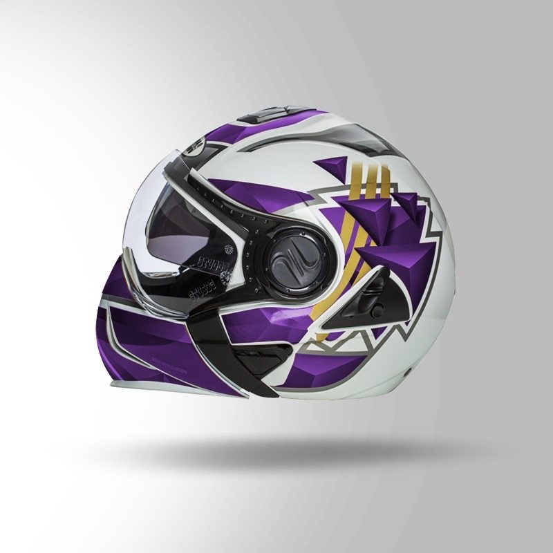Studds Downtown D3 Decor Flip Off Full Face Helmet (White Purple