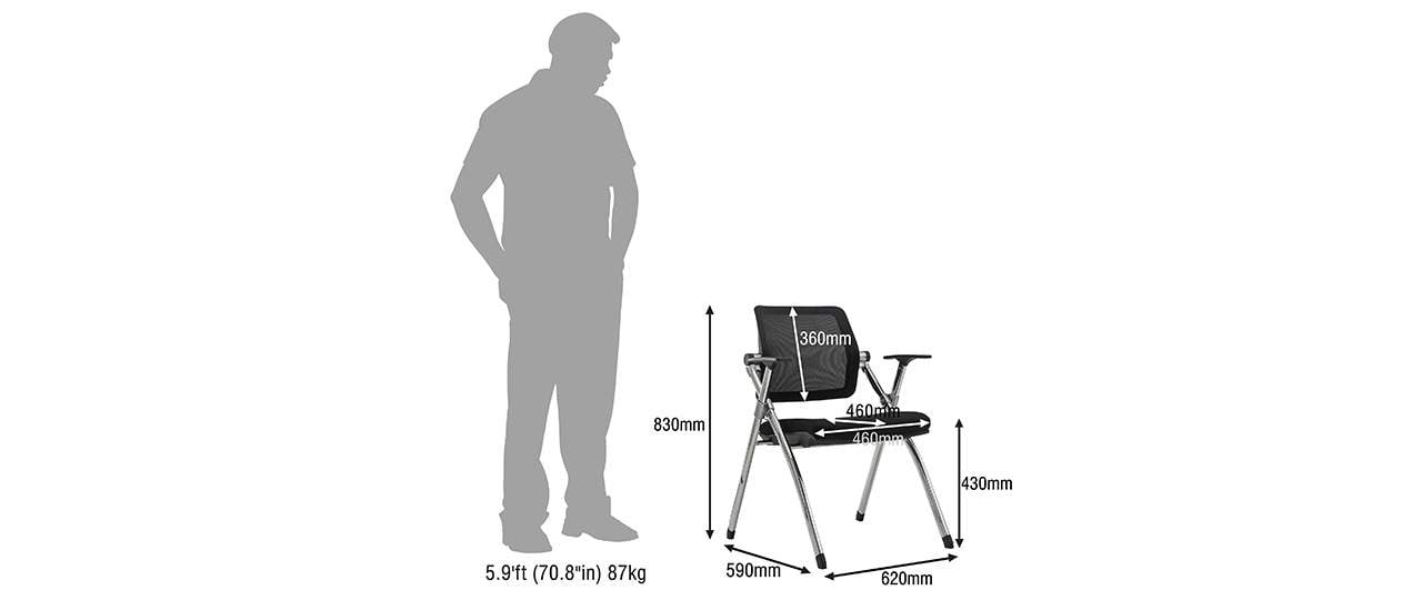 Durian Emmet Foldable Low Back Mesh Chair (Black) in Mumbai at