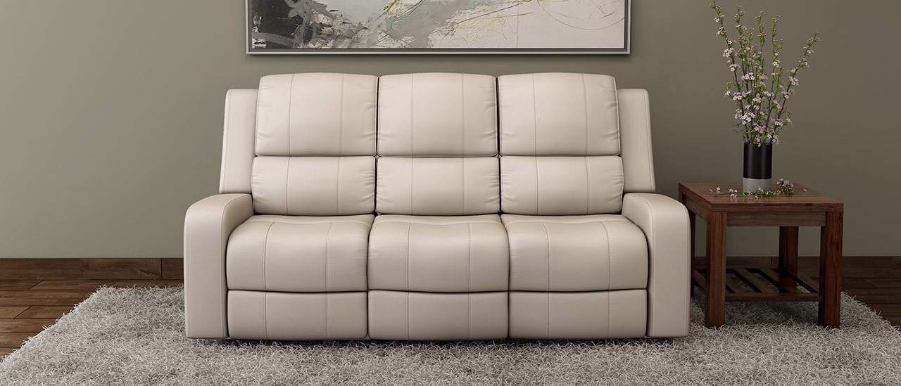 Durian Leather L Shape Seater Recliner Sofa (Grey) in Surat at