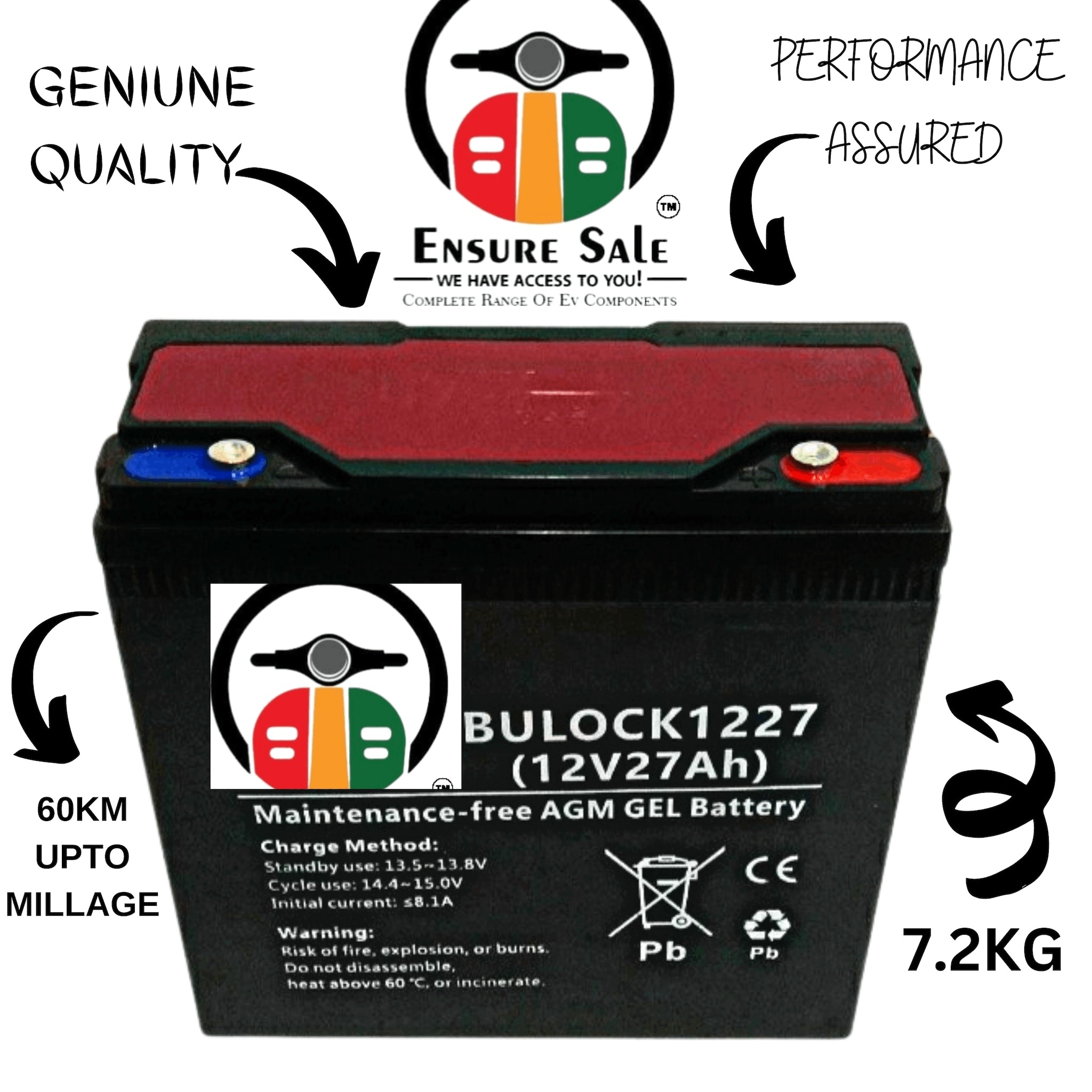 BLOCK 12 Volts VRLA E bike battery for Electric Scooter and