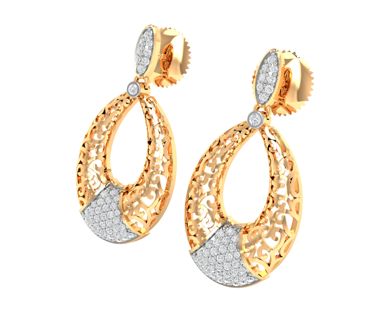 Gold Hanging Earrings 2020122010439 in Bangalore at ₹ 54,751 Pr