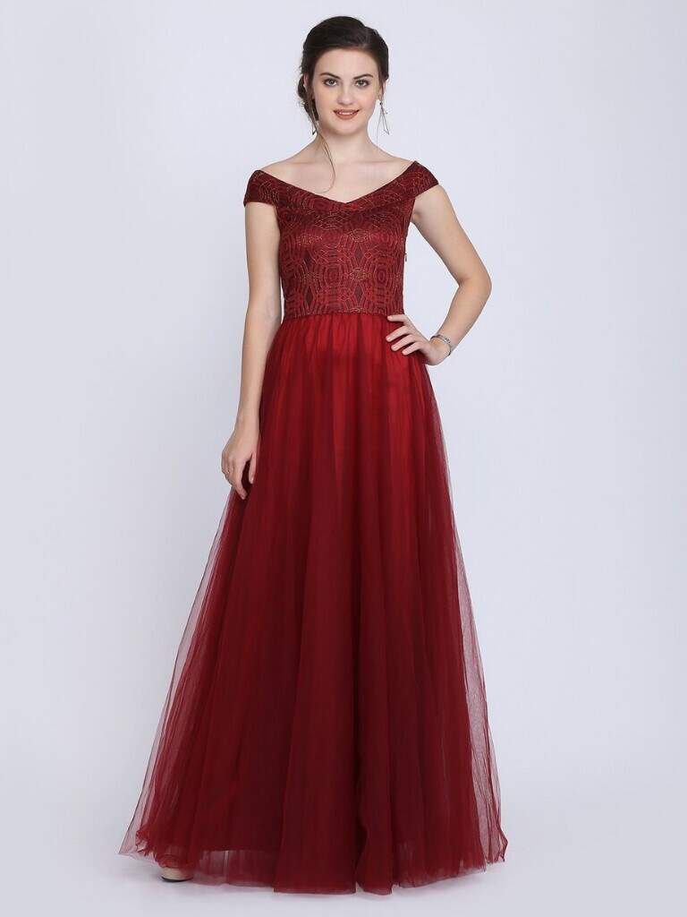 Eavan Maroon Embellished Gown in Delhi 