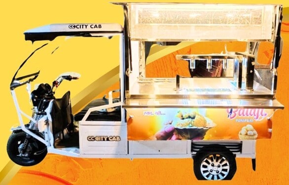 Electric Vehicle Food Cart With Panipuri Bending Machine in