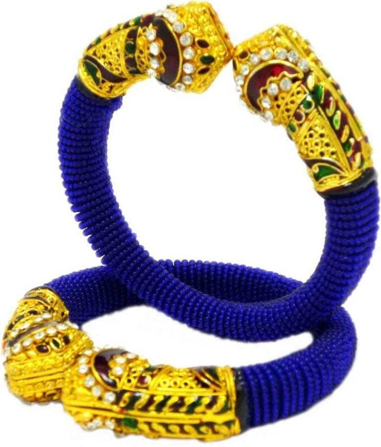 Elegant Geometric Design Gold Plated Kundan Pearl Bangle Kada For