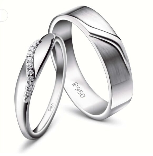 Joyalukkas 950 Ring Stamp Elegant Platinum Couple Ring In Jaipur