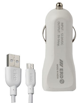 ERD Micro USB White Car Charger [CC 28] in Delhi at ₹ 218