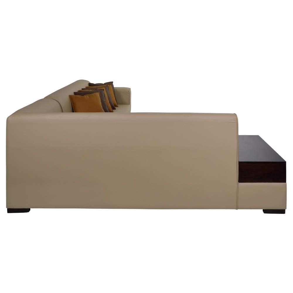 EVOK Alden Leatherette L Shape Sofa Light Brown