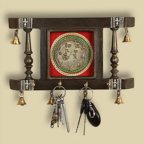 Buy Exclusivelane Brass People On Teak Wood Warli Hand Painted Key Holder With Dhokra Art Wooden Wall Hanging Key Holder For Home Decor Key Hooks For Wall Key Stand Hanger Keychain Holder