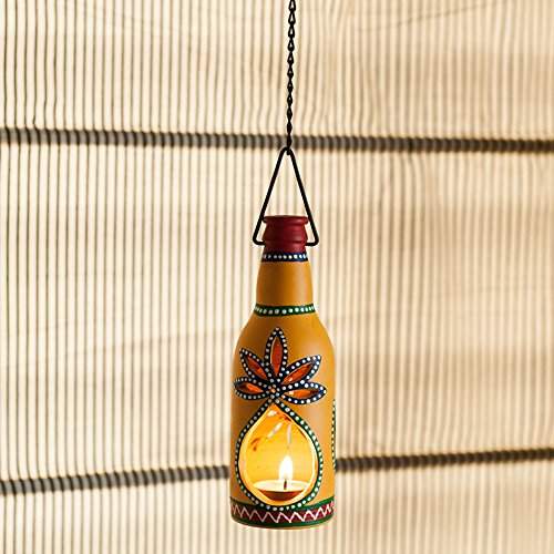 Buy Exclusivelane Terracotta Handpainted Bottle Shaped Hanging Cum Table Tea Light Holder Tea Light Candle Holders Amp Stand T Light Holder Wall Hanging Features Price Reviews Online In India Justdial