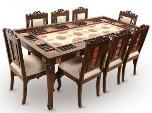 ExclusiveLane Teak Wood Seater Dining Table In Warli Dhokra