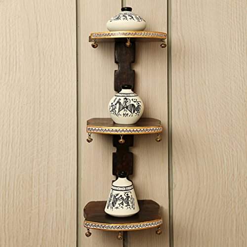 Buy Exclusivelane Wooden Wall Shelf With Terracotta Warli Handpainted Pots Wall Decor Wall Shelf Shelves Wall Decorative Showpiece Vases Home Decor Accents Home Decor Decorative Item For Wall Features Price Reviews Online