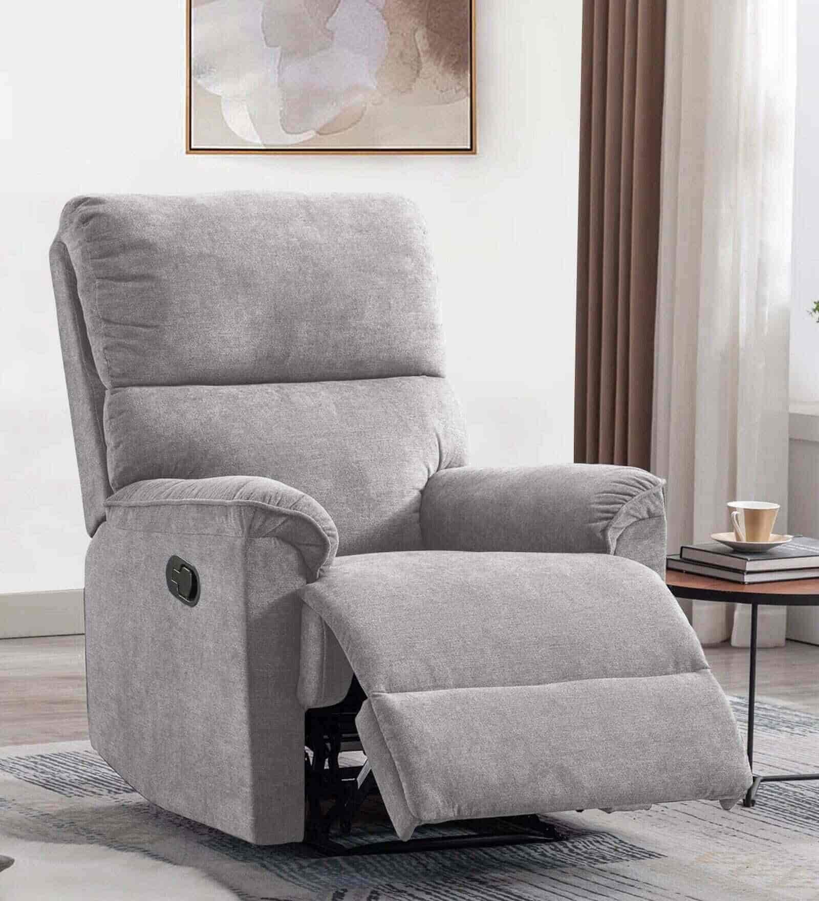 Fabric One Seater Recliner Sofa (Light Grey) in Bangalore at