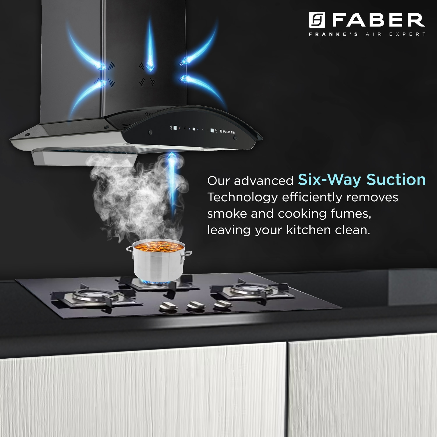 Faber Hood Ellora 3D In Hc Sc Bf Bk Kitchen Chimney (60 cm