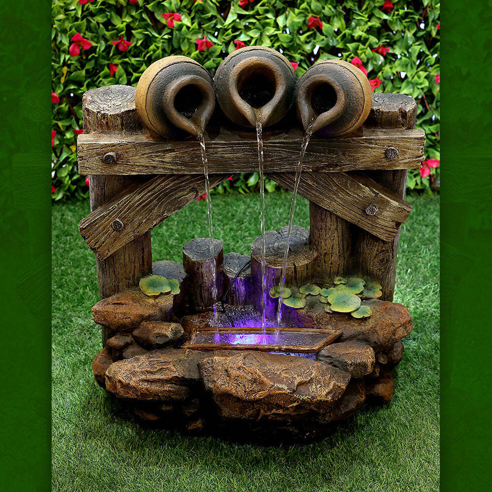 Modern Tiered Fiberglass Colorful Fountain Water Feature in