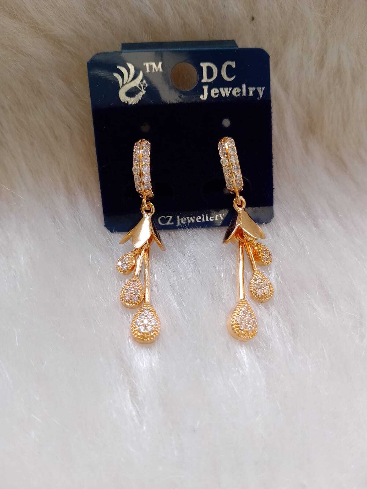 Fancy Drop Design Long Rose Gold Plated Light Weight Bali Ear