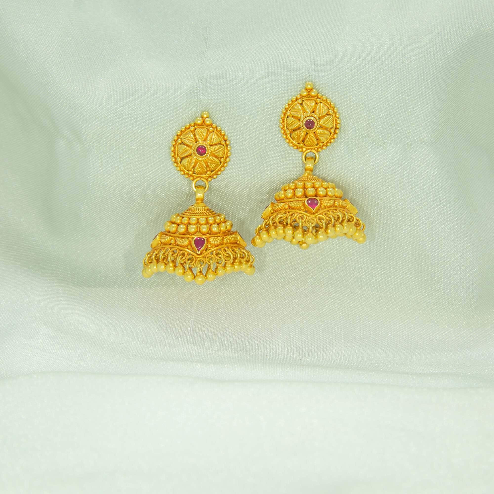 Fancy Gold Jhumka Earrings For Casual in Alappuzha at ₹ 5,600