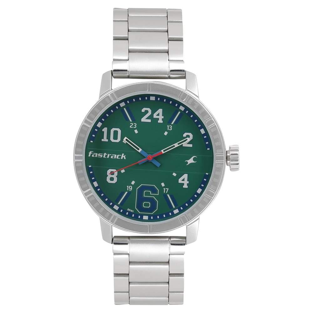 Fastrack Mens 3178SM01 Varsity Green Dial Stainless Steel Strap