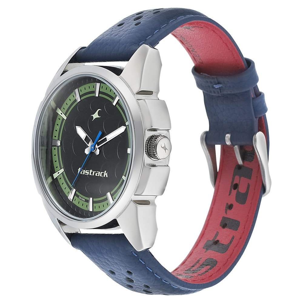 Fastrack Mens NN3233SL02 Sunburn Watch Black and Green Dial with