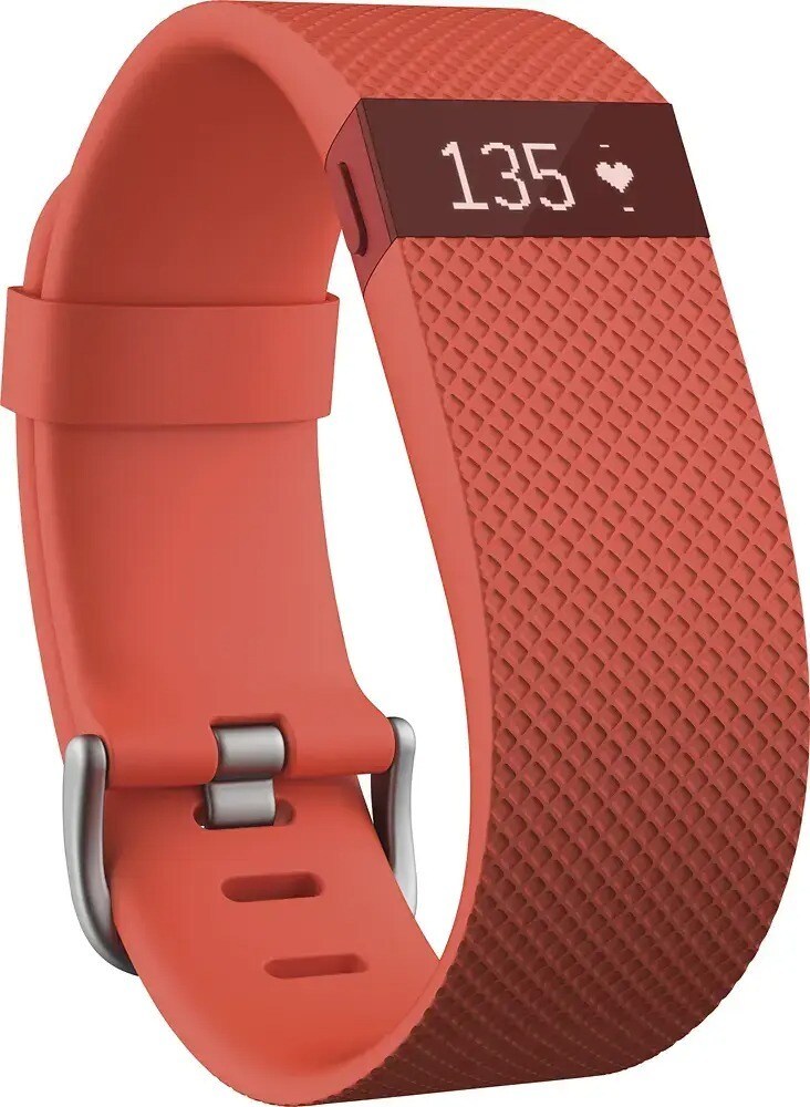 Fitbit FB405TAS Charge HR Smart Watch (Orange Strap, Small) in