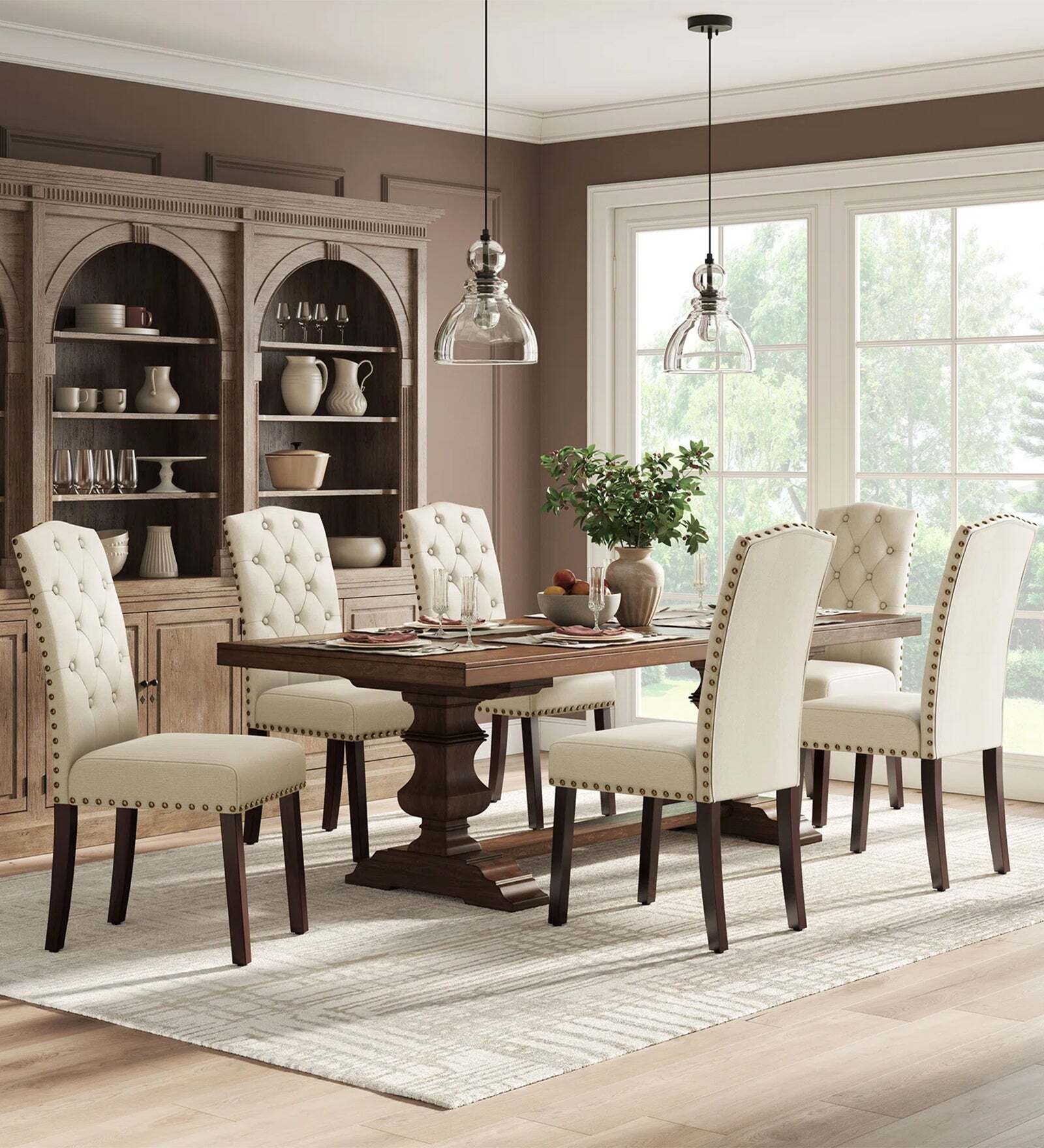 Febonic Sofas Maddy Fabric Dining Chair In Woom Beige Colour (set