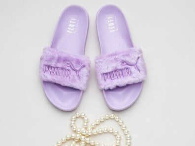 Fenty Puma Fashionable Fur Slides Size 11, Flat Casual Footwear