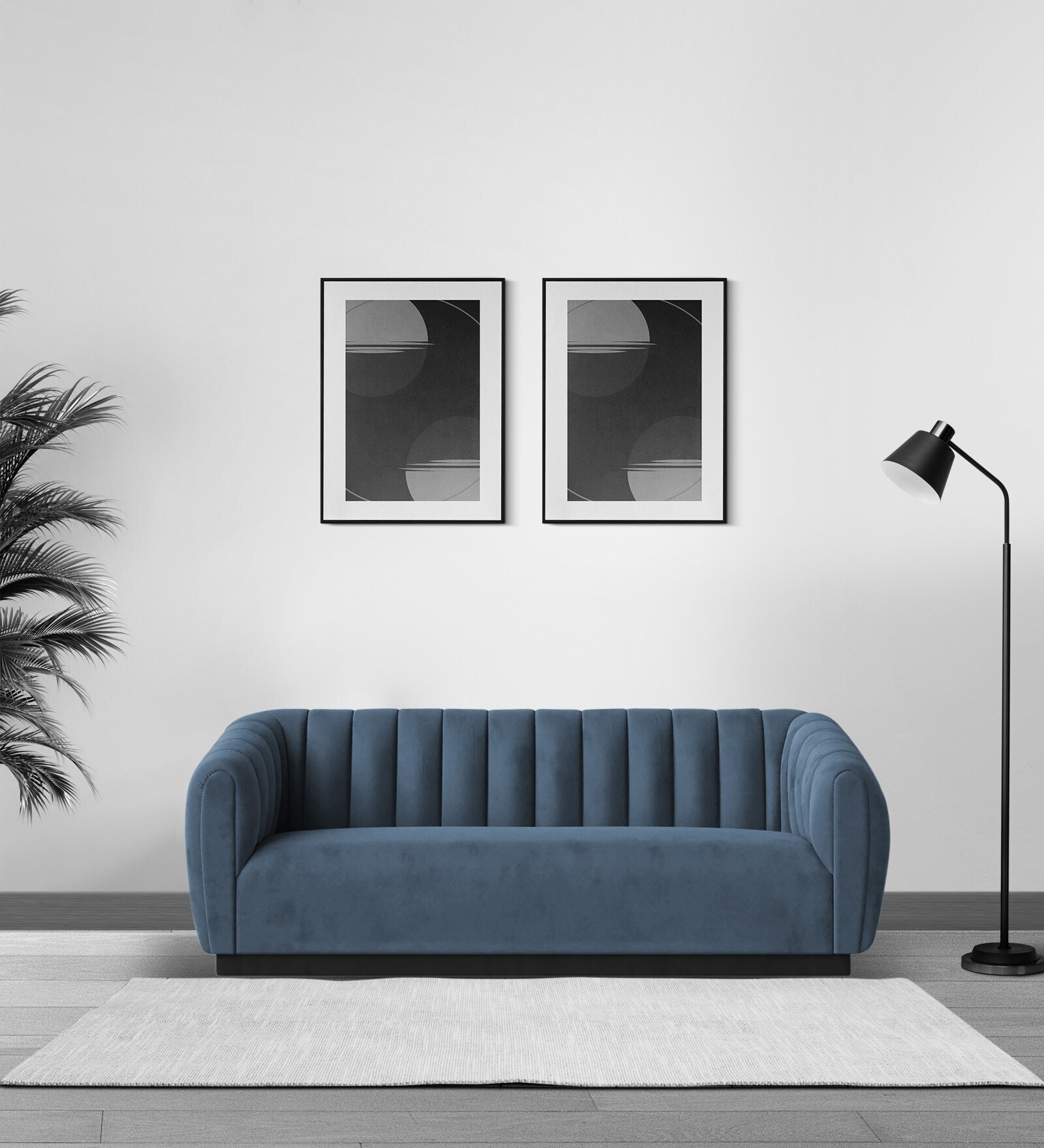 Ferry Velvet Seater Sofa In Oxford Blue in Bangalore at