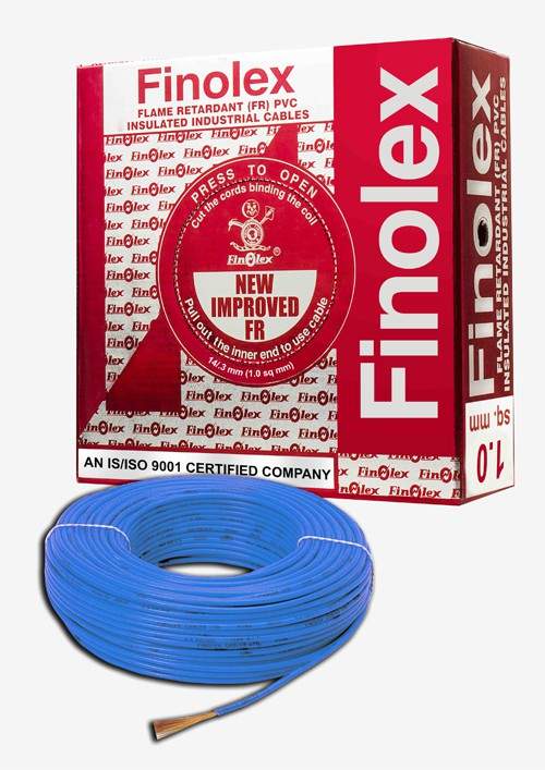 FINOLEX Flame Retardant PVC Insulated Industrial Cables 1100 V as per Is 694/1990 Blue - 1 Sq. Mm - 90 M Coil
