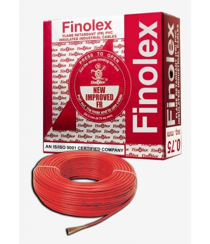 FINOLEX Flame Retardant PVC Insulated Industrial Cables 1100 V as per Is 694/1990 Red - 0.75 Sq. Mm - 90 M Coil