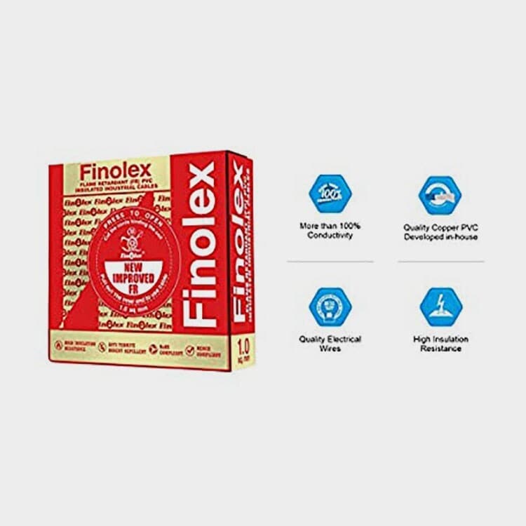 FINOLEX 0.75 SQ. MM 90 Meter Black Color Flame Retardant PVC Gold Insulated Cable