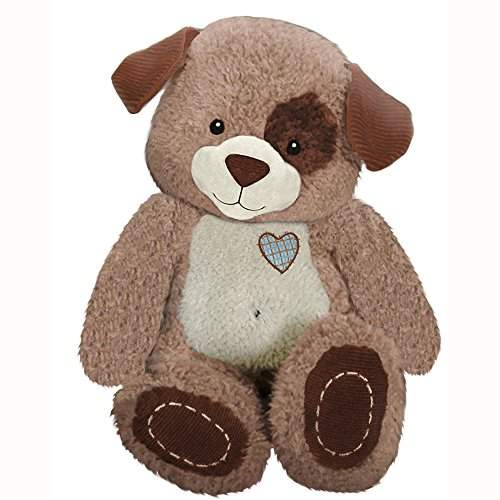 white and brown stuffed dog