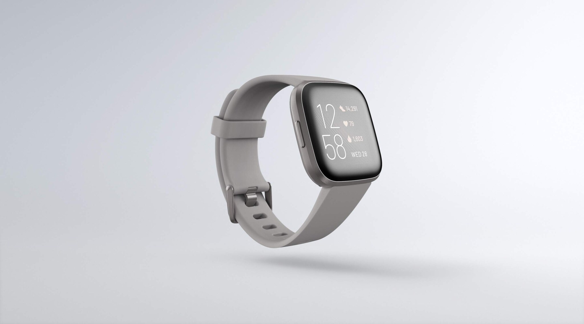 Mist Grey Aluminum Pebble Fitbit Versa Smart Watch (Stone, Mist