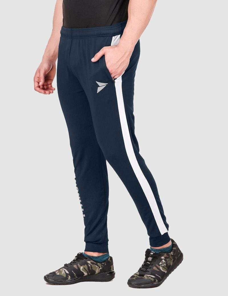 FITINC Navy Blue Cotton Jogger for Men with Zipper Pockets