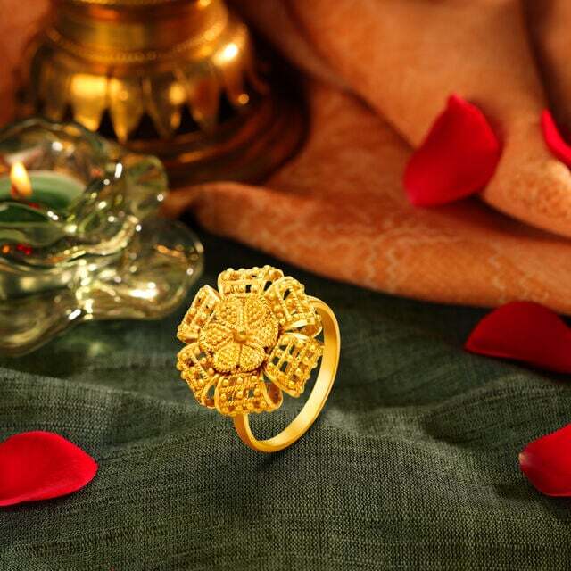Umbrella Bengali Finger Ring Designs Floral Charming Gold Ring