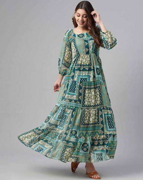 Floral Designer Fit and Flare Dress for Women in Surat at  3,000 / Unit by  Fashionmania Retail Services Pvt Ltd - Justdial