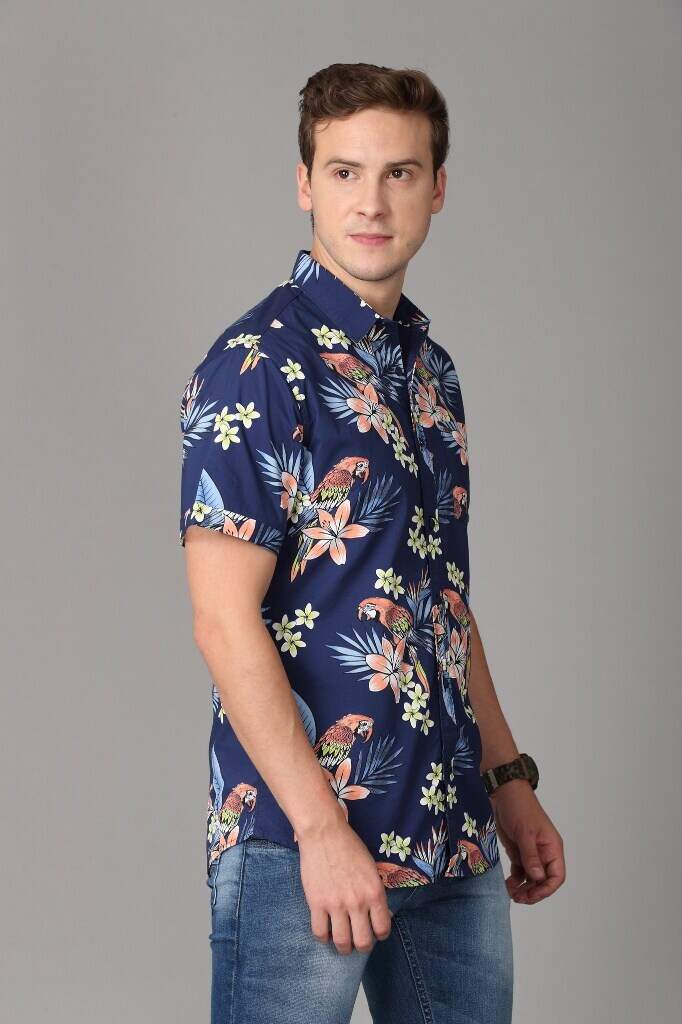 Flower Print Slim Fit Half Shirt SB 