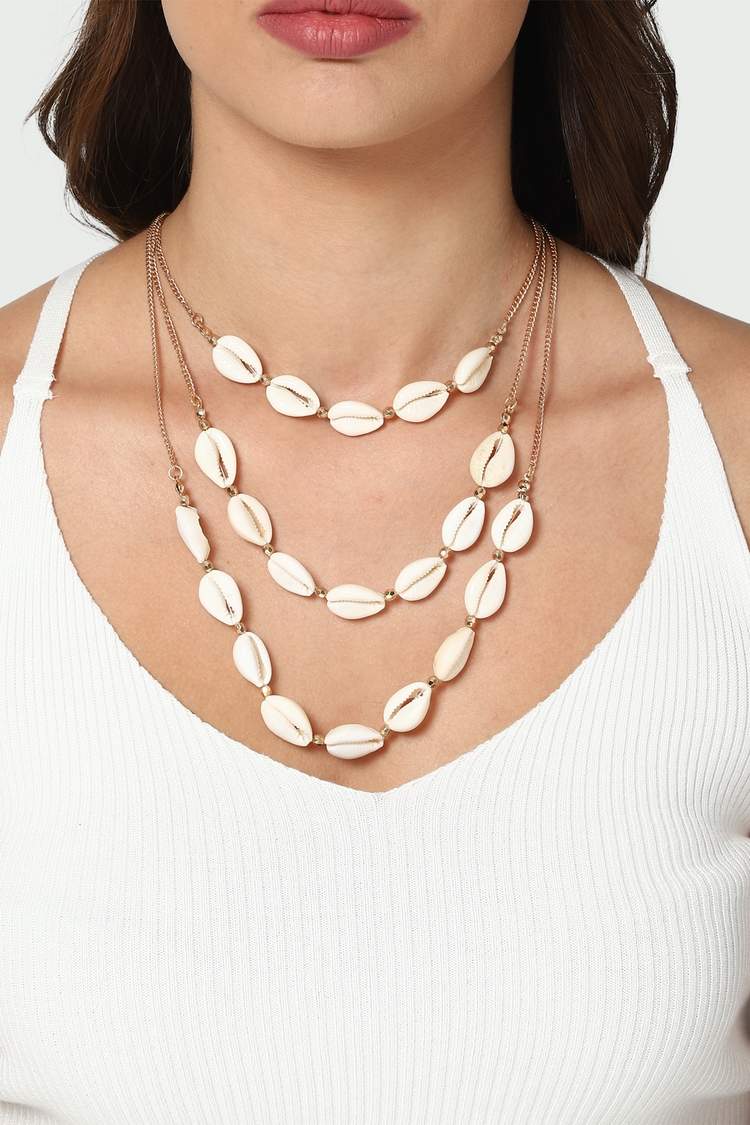 FOREVER 21 59308501 Cowrie Shell Layered Necklace (Gold) in
